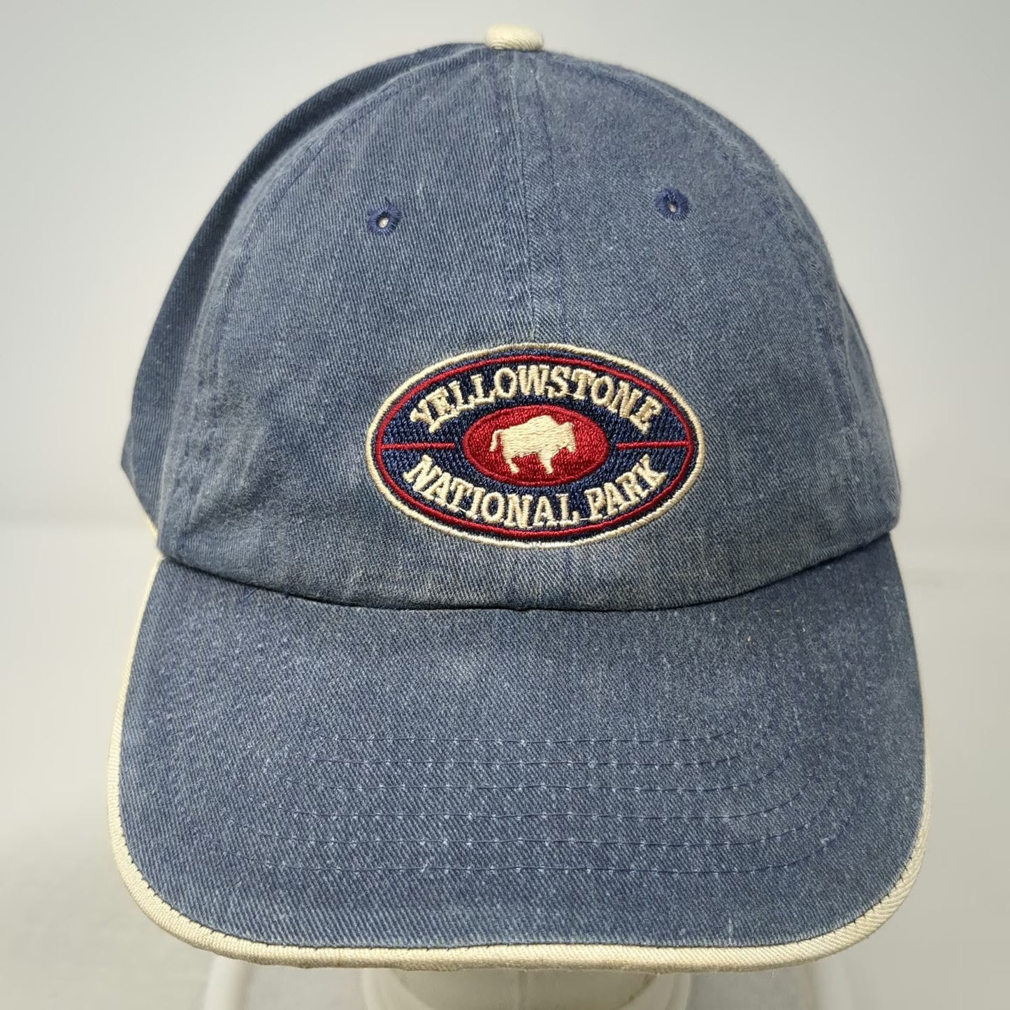 Blue Yellowstone National Park Bison Patch Baseball Cap One Size Strapback Hat