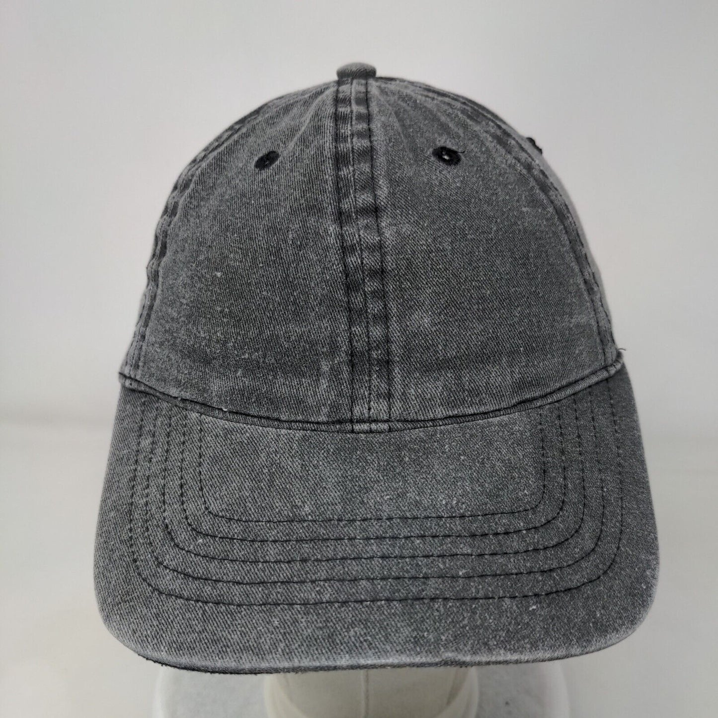 Unbranded Strapback Hat Solid Gray Black Soot OSFM Adjustable Blank