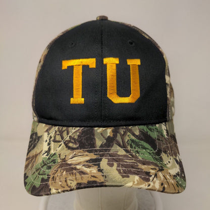 Otto Men's Strapback Black and Camo Hat Size OSFM Embroidered TU Logo