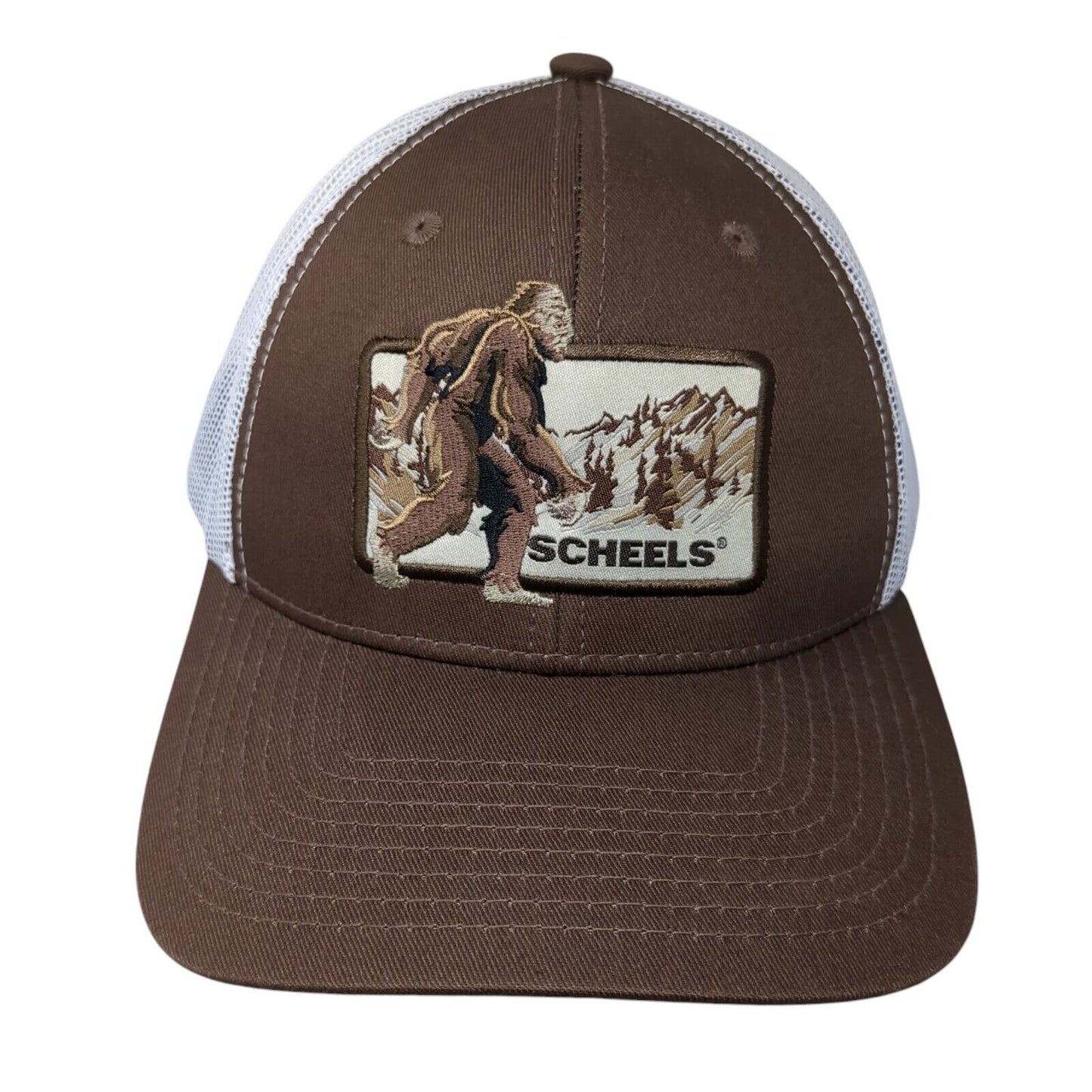 Scheels Snapback Mesh Back Trucker Hat Brown One Size Embroidered