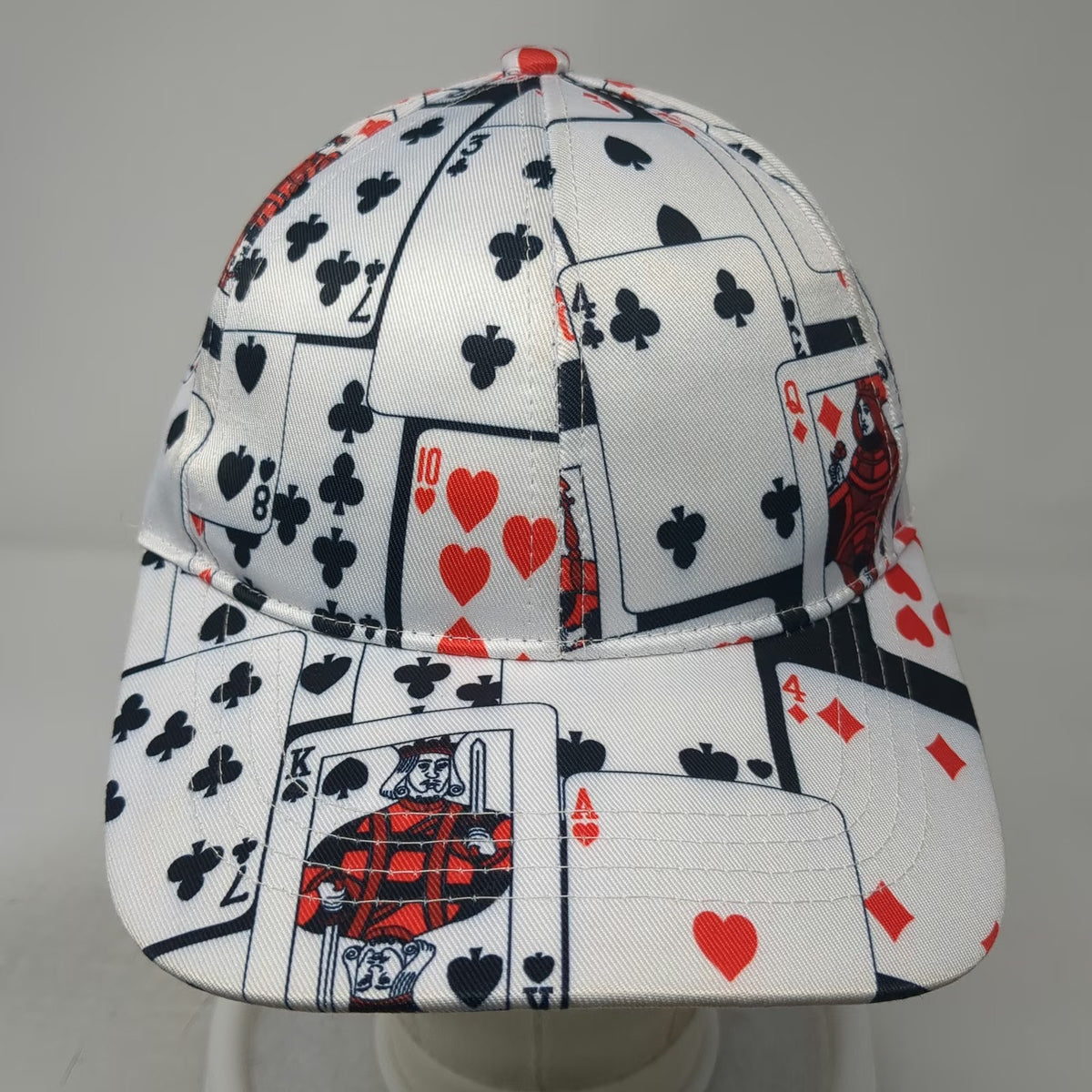 White Playing Cards Poker Gambling Allover Print One Size Baseball Cap Hat