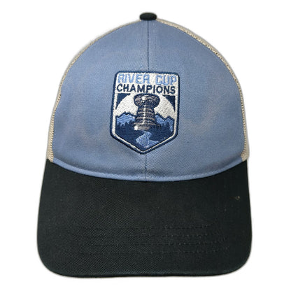 Authentic Pigment Trucker Hat Blue Black One Size River Cup Champions Patch