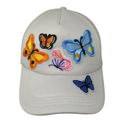 Butterflies Snapback Mesh Back Trucker Hat Beige One Size Adjustable