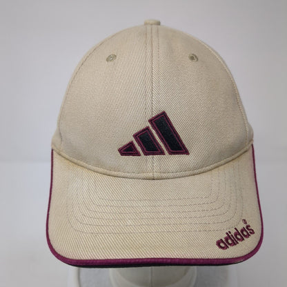 Adidas 3 Stripes Strapback Hat Tan One Size Embroidered Logo 6 Panel