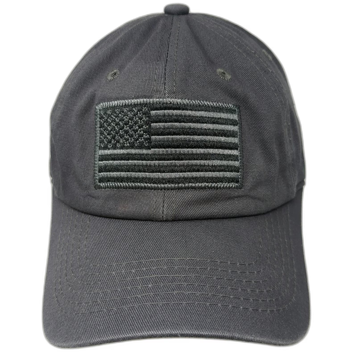 Baseball Cap Gray One Size American Flag Cotton Slideback Hat 6 Panel Adjustable