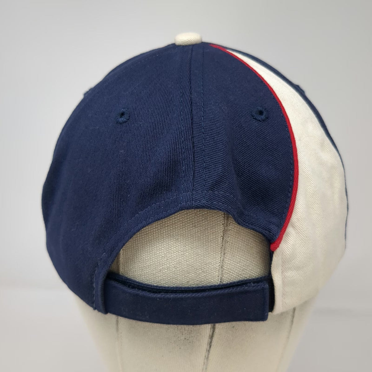 Caterpillar Baseball Cap Blue White Red One Size USA Flag Curved Brim Logo Hat