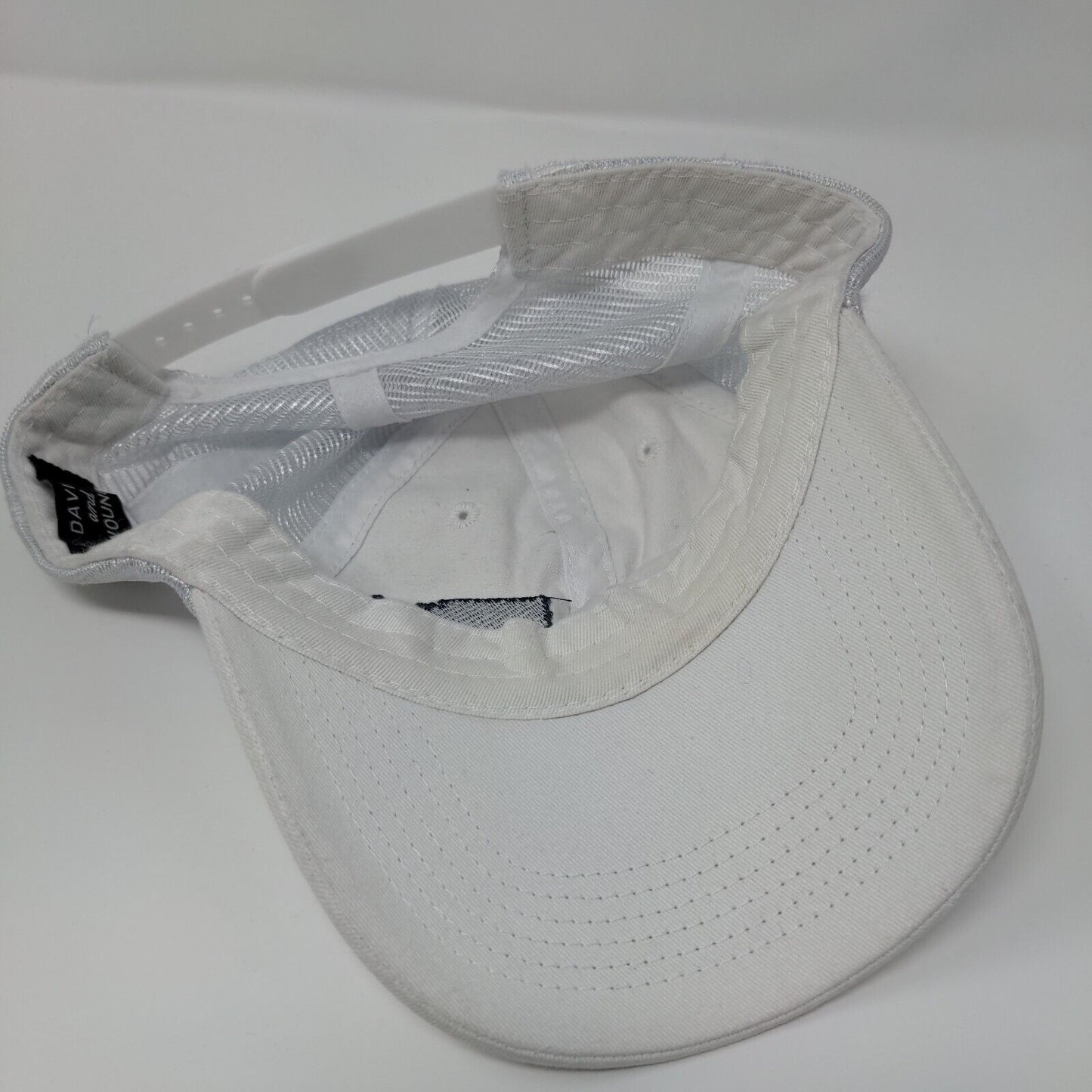 David And Young Snapback Mesh Back Trucker Hat White One Size Embroidered