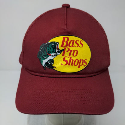 Bass Pro Shops Snapback Mesh Back Trucker Hat Red OSFM Gone Fishing Solid