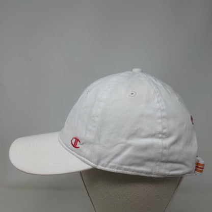 Champion Slideback Hat White OSFA Adjustable Embroidered Logo 6 Panel