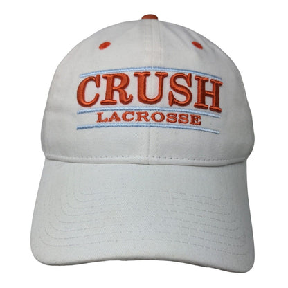 The Game Men's Slideback Hat White OSFM Embroidered Orange Crush Lacrosse Logo