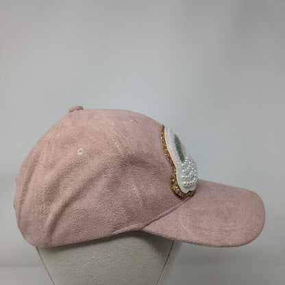 Rainbow Snapback Hat Pink One Size Adjustable Patch Pearls 6 Panel Polyester