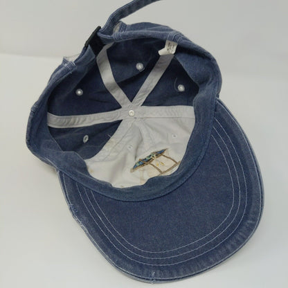 MAUI Slideback Hat Blue OSFA Adjustable Embroidered Vented Holes 6 Panel Cotton