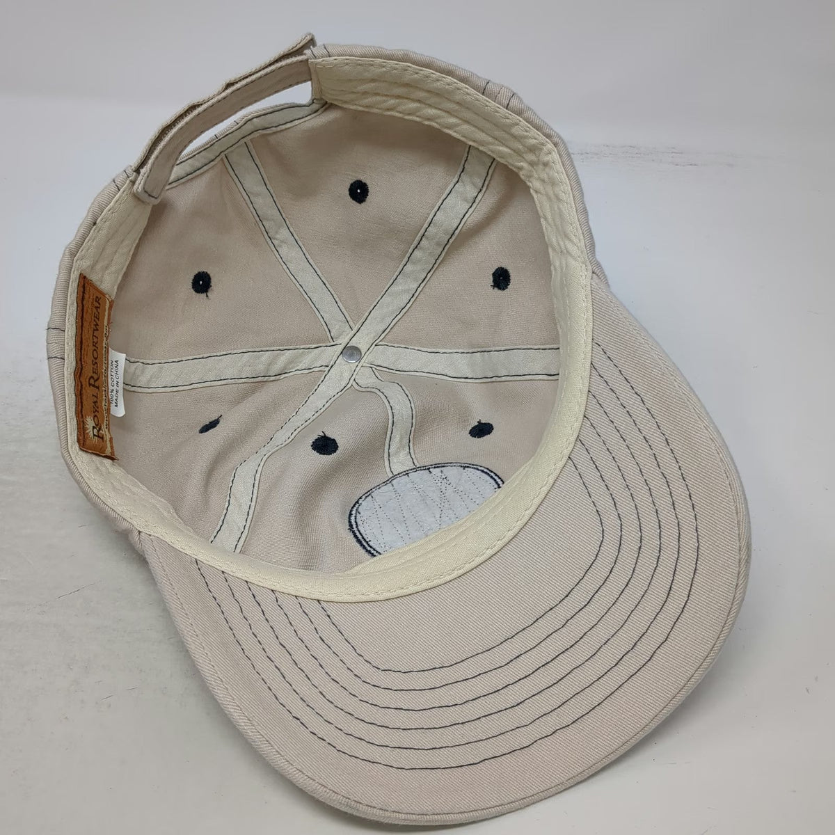 Royal Resortwear Anna Maria Island Palm Tree Baseball Cap Beige OSFM Hat Navy
