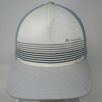 TravisMathew Baseball Cap Gray XL Fitted Mesh Stripes Flexfit Golf logo hat