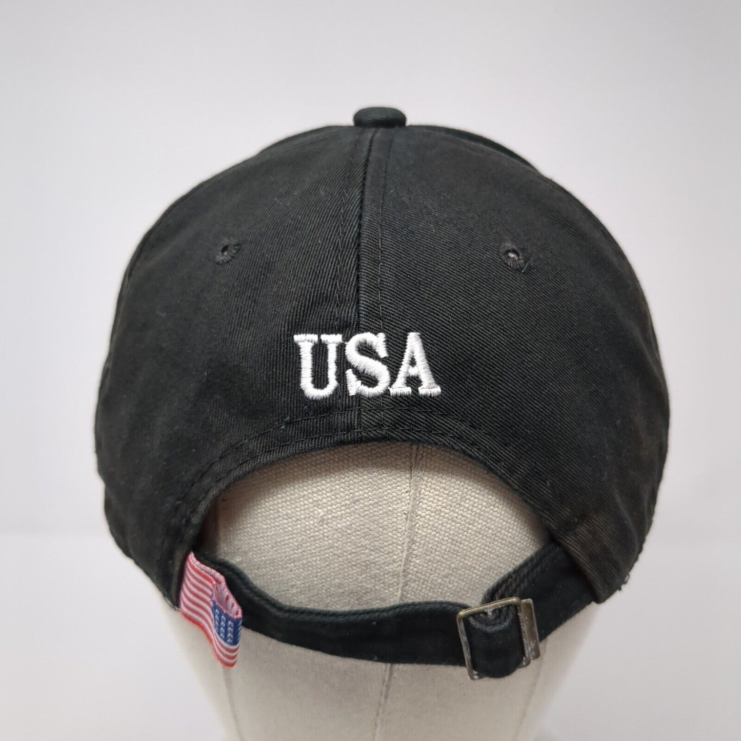 USA Flag Slideback Baseball Cap Black One Size Adjustable Embroidered Patriotic
