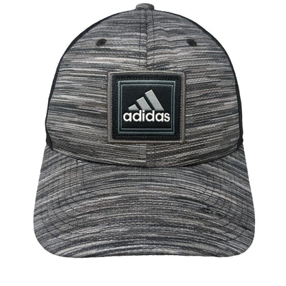 adidas Baseball Cap Gray XL Mesh Back Stretch Fit Space Dye Heathered Curved Hat