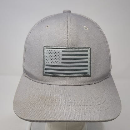 American Flag Baseball Cap Gray OS Adjustable Embroidered Patriotic Black Eagle