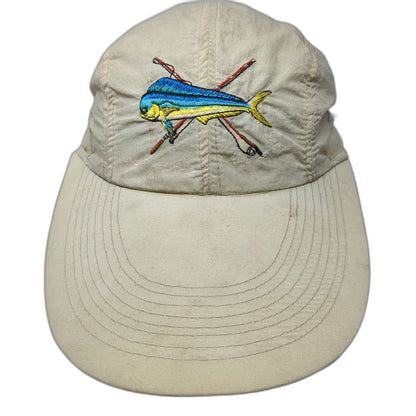 O'Keefe's Reef Baseball Cap Beige One Size Mahi Mahi Fishing Rods Strapback Hat