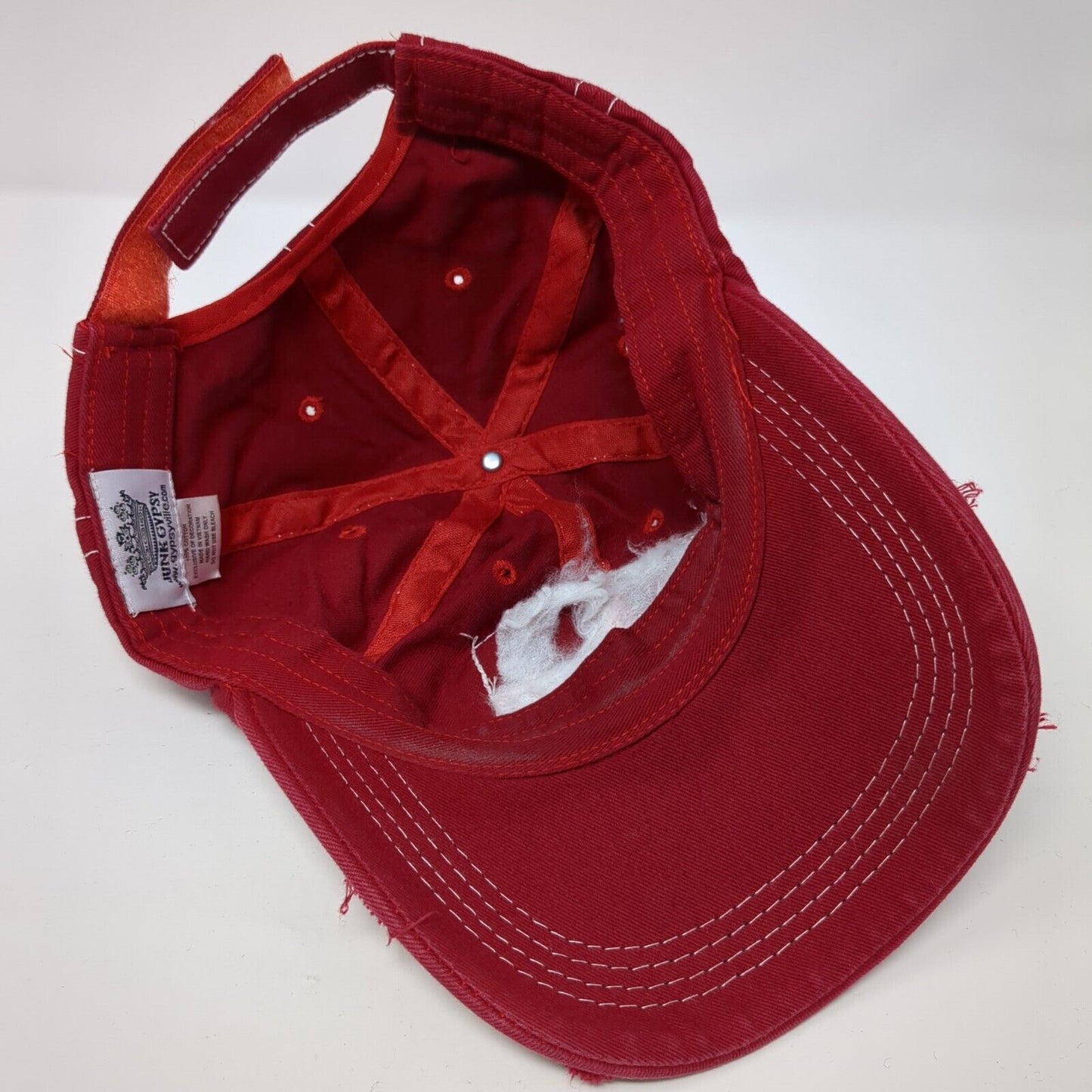 Y'All Junk Gypsy Strapback Hat Red One Size Adjustable Patch 6 Panel Distressed