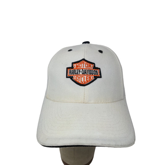 Harley Davidson Motorcycles Strapback Hat OSFA White Embroidered Logo SEE DESC