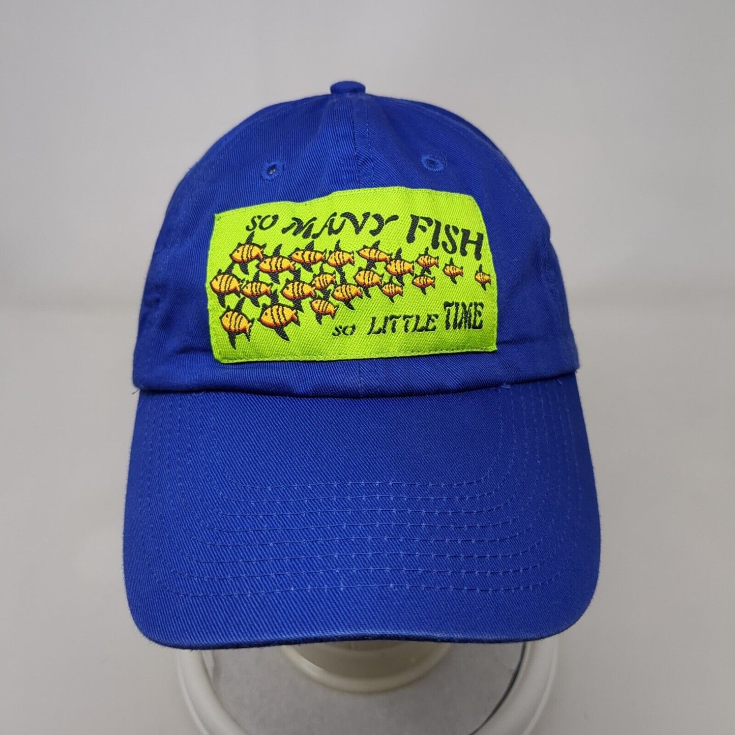 So Many Fish So Little Time Strapback Hat Blue 57cm Adjustable 6 Panel Cotton