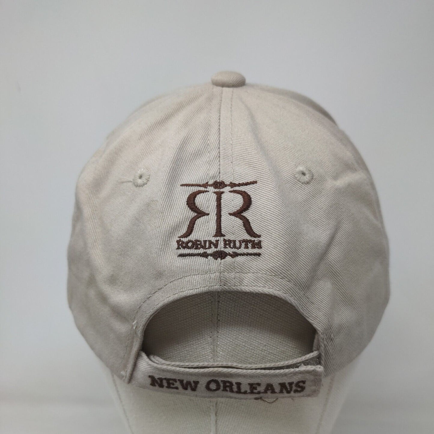 New Orleans Strapback Hat Brown One Size Embroidered Vented Holes Robin Ruth