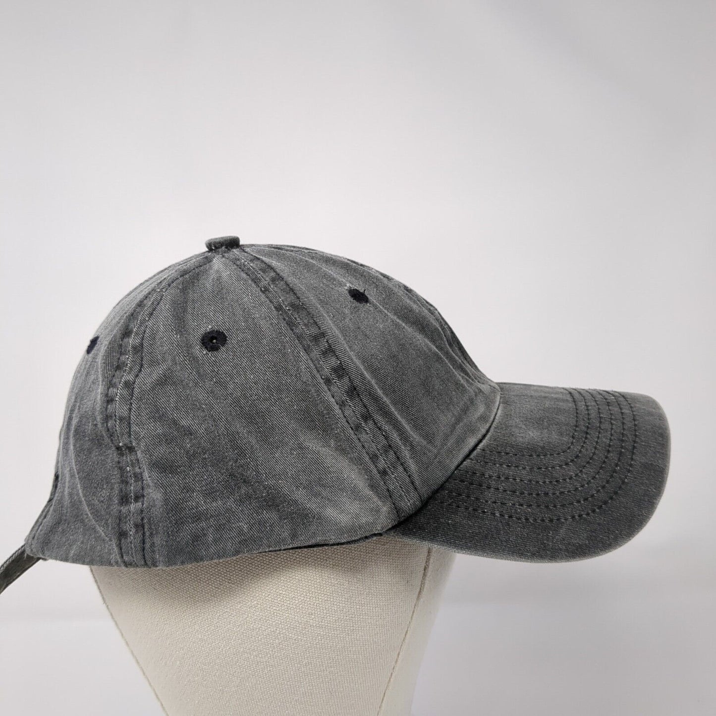 KNG Slideback Hat Gray One Size Adjustable Vented Holes 6 Panel Blank Cotton