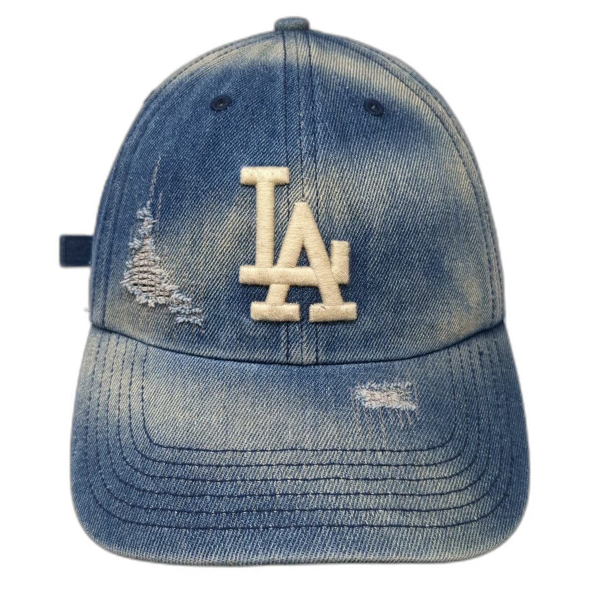 '47 MLB Los Angeles Dodgers Baseball Cap Blue One Size Distressed Denim LA Hat