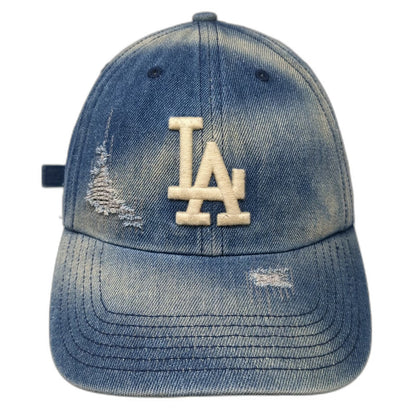 '47 MLB Los Angeles Dodgers Baseball Cap Blue One Size Distressed Denim LA Hat