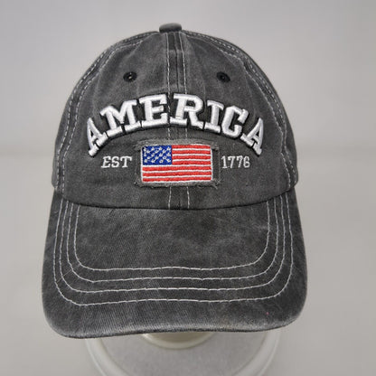 America USA Flag Slideback Hat Gray OSFA Adjustable Embroidered
