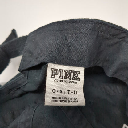 PINK Victoria's Secret Strapback Hat Black One Size Embroidered 6 Panel