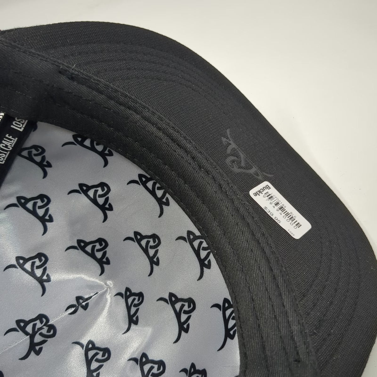 Lost Calf Trucker Hat Black OSFM Bull Patch Mesh Rope Western Buckle W/Tags