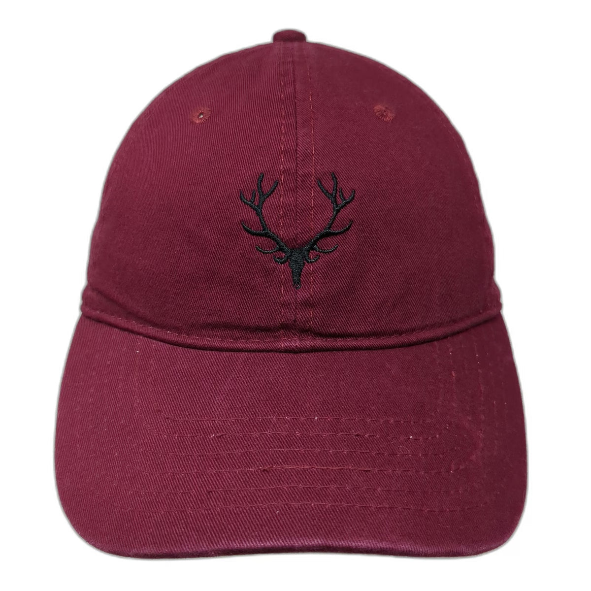 Baseball Cap Black One Size Antlers Embroidery Slideback Strapback Cotton Hat