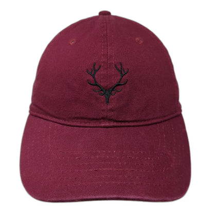 Baseball Cap Black One Size Antlers Embroidery Slideback Strapback Cotton Hat