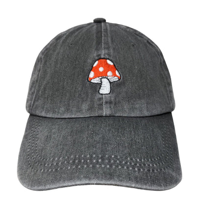Mushroom Slideback Hat Gray One Size Embroidered Adjustable 6 Panel