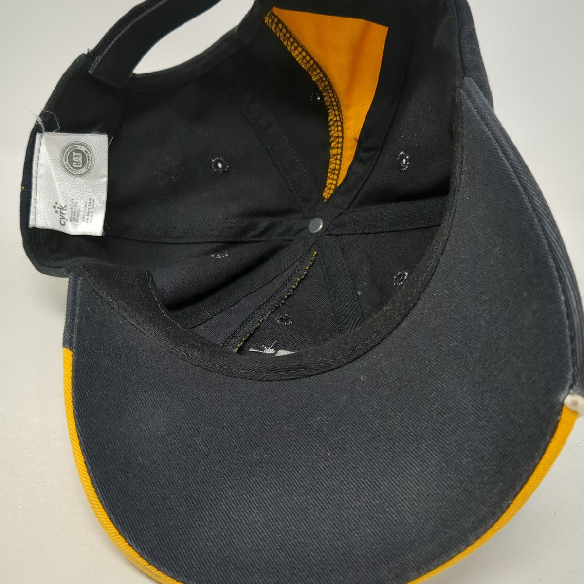 Caterpillar Baseball Cap Black Yellow One Size Operator Logo Strapback Work Hat