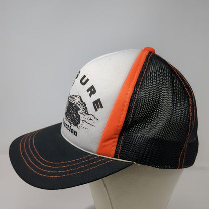 Trucker Hat Black One Size Frasure Construction Mesh Snapback Graphic Print Hat