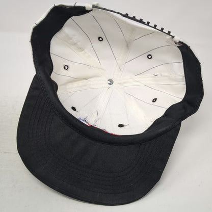 Planet Hollywood Maui Hawaii White Black Pinstripe Snapback Hat One Size Vintage