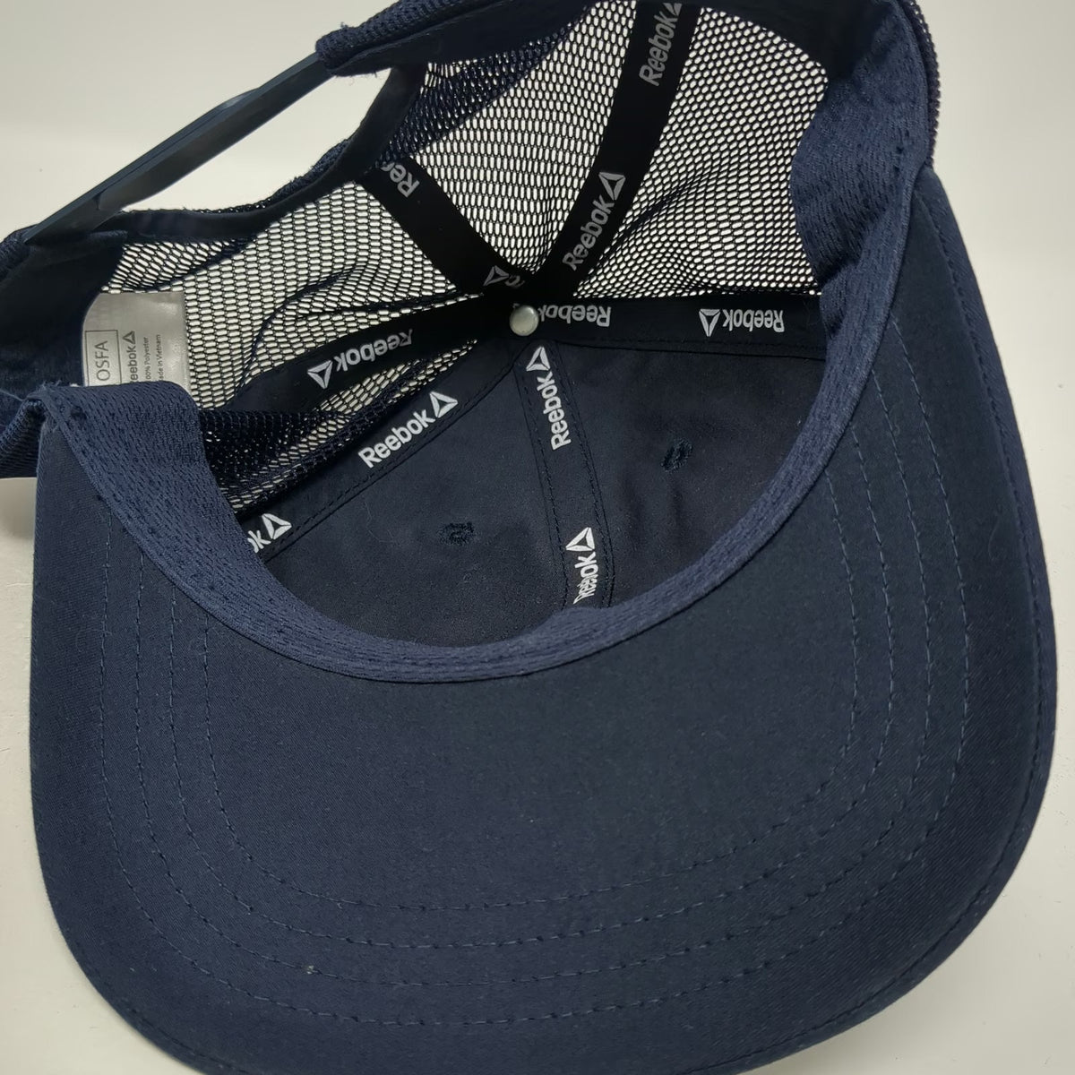 Reebok Trucker Hat Blue One Size Mesh Back Snapback Delta Logo Polyester Crown