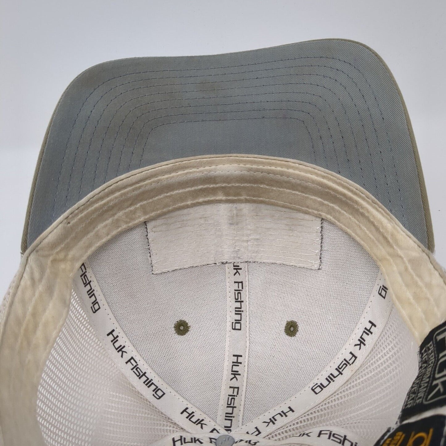 Huk Fish Performance Snapback Trucker Hat Tan One Size Mesh Back Yupoong