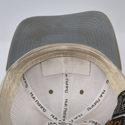 Huk Fish Performance Snapback Trucker Hat Tan One Size Mesh Back Yupoong