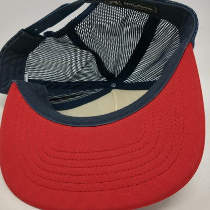 Richardson 113 Trucker Hat White Blue Red One Size Go Fast Don't Die Rope Mesh