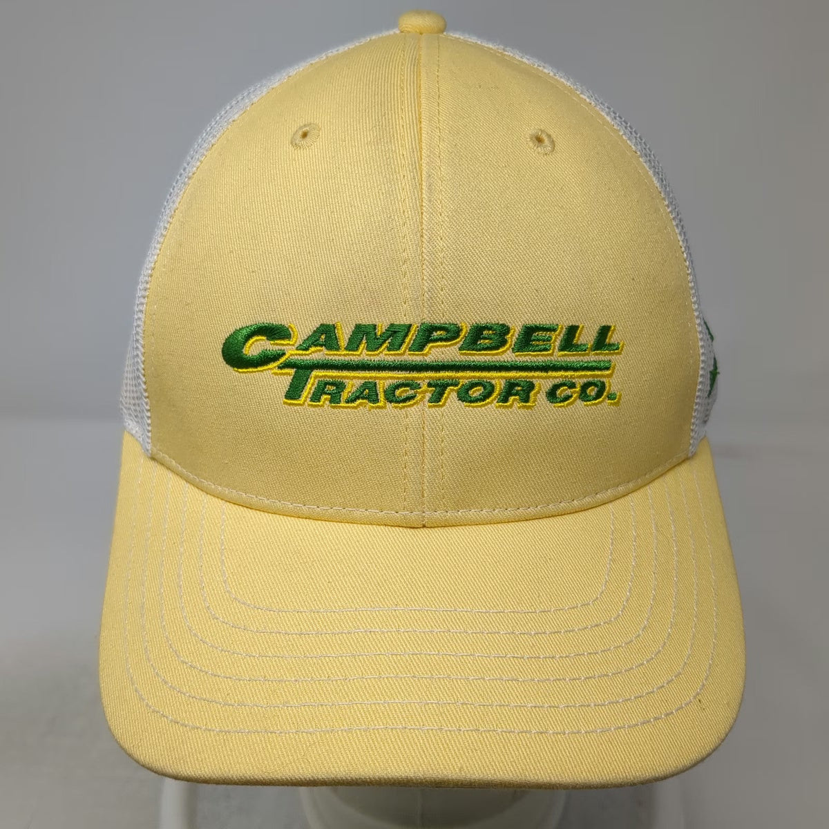 John Deere Trucker Hat Yellow White One Size Campbell Tractor Co Mesh Snapback