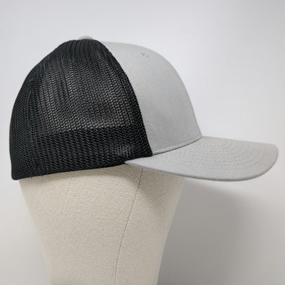Port Authority Baseball Cap Gray M Fitted Flexfit Mesh Butte Fence Bison Logo
