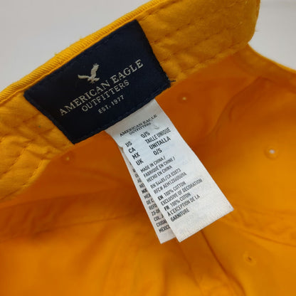 American Eagle Baseball Cap Yellow One Size Slideback Cotton Skull Logo Hat
