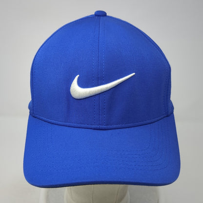 Nike Golf Fitted Hat Blue Large Embroidered Swoosh Laser Cut 6 Panel