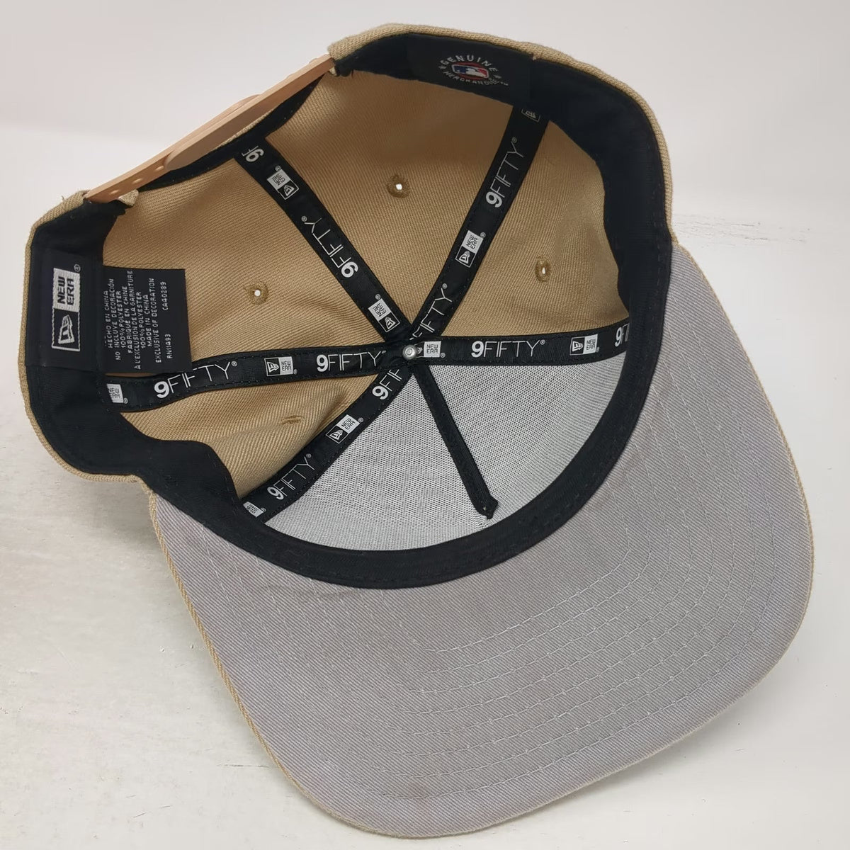 New Era Los Angeles Dodgers MLB Beige 5 Panel One Size Snapback A-Frame Hat Logo