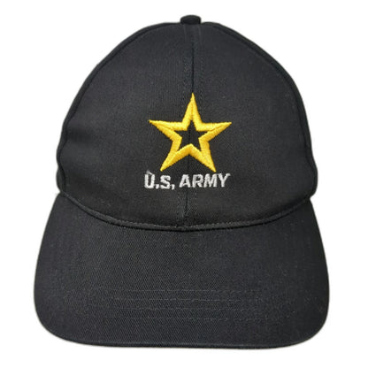 Black One Size Baseball Cap US Army Embroidered Star Made in USA Military Hat