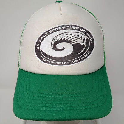 Green Trucker Hat One Size Salt Spray Surf School Ohope Beach NZ Mesh Snapback