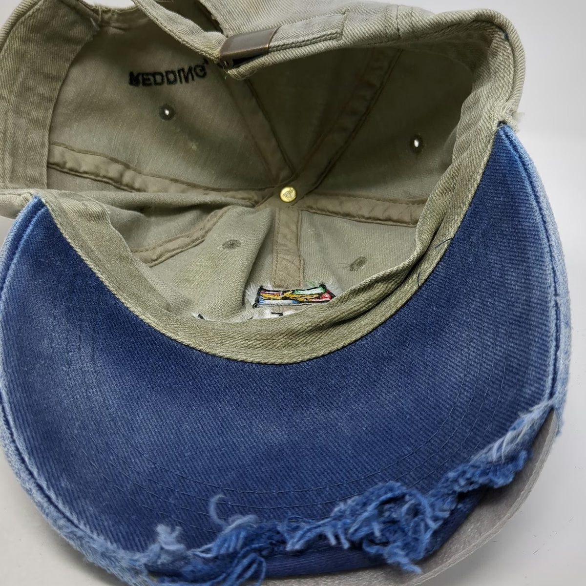 Turtle Bay Redding California Baseball Cap Beige Blue One Size Distressed Hat